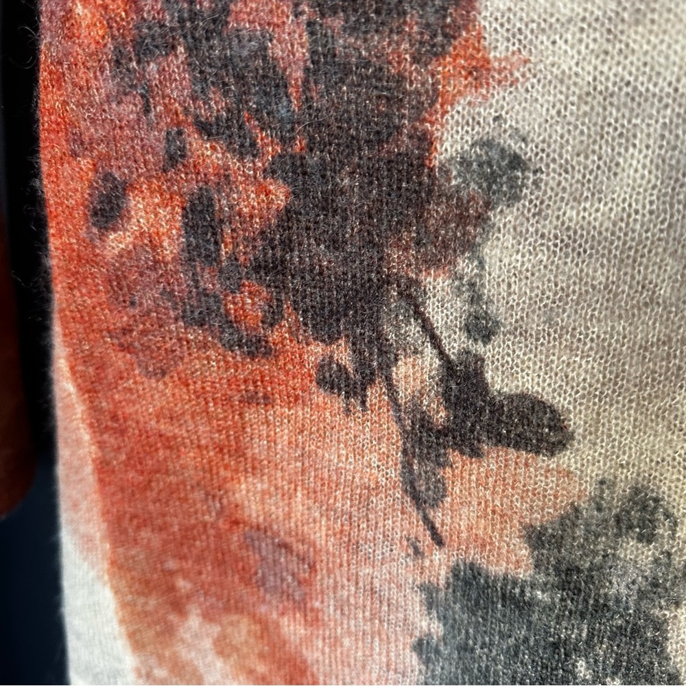 Coldwater Creek Wool/Mohair Blend One Button Painted Floral Cardigan Size L - Picture 8 of 14